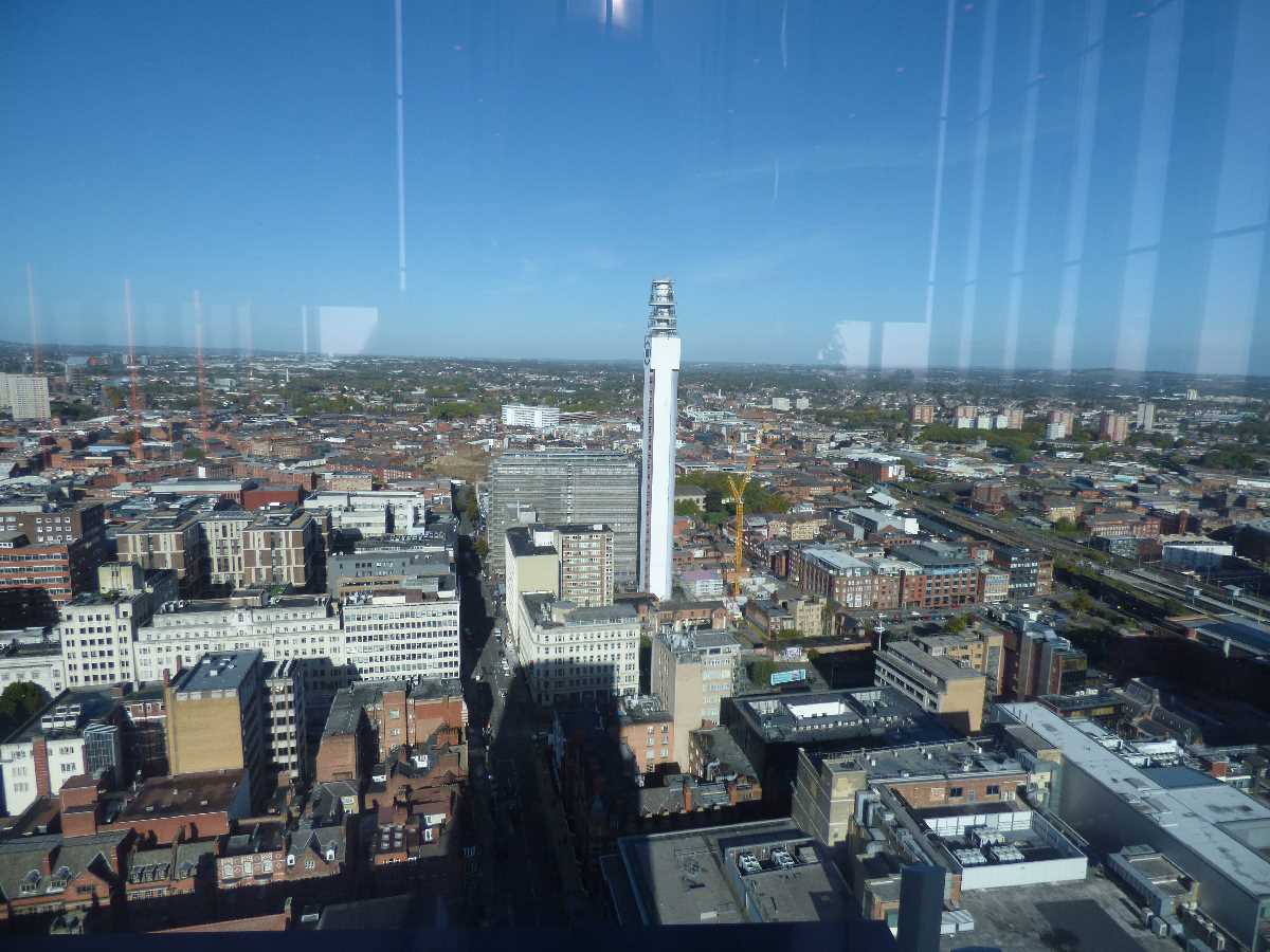 Views of the BT Tower from the Library of Birmingham and 103 Colmore Row